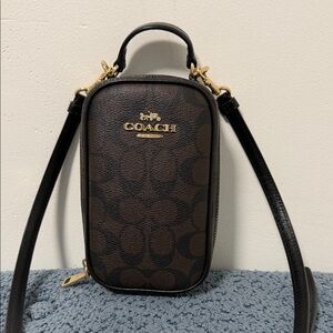 Coach Signature Brown and Black Crossbody Bag